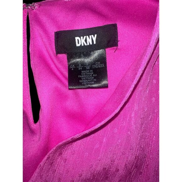 DKNY Women's Fuchsia Puff Sleeve V-Neck Midi - Picture 13 of 16
